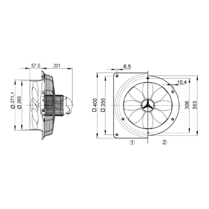 Maico Ventilator 2100cbm/h, 160W, IP55 EZQ 25/2 B
