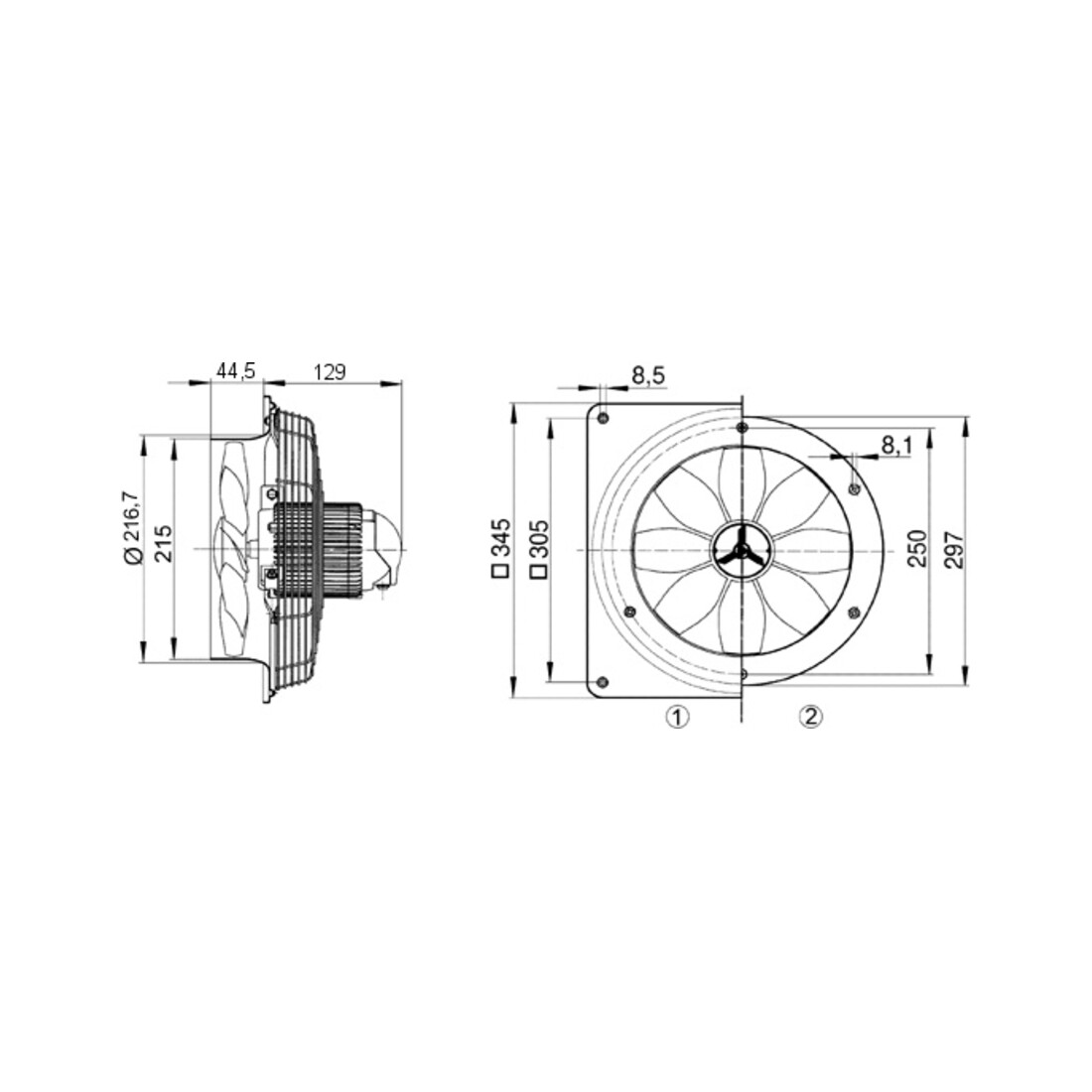 Maico Ventilator 475cbm/h, 35W, IP54 EZQ 20/4 E