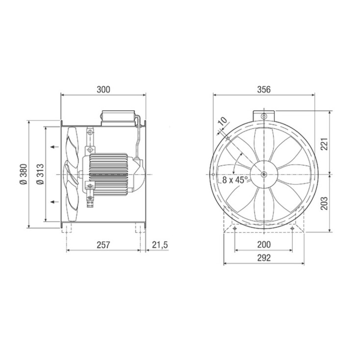 Maico Ventilator DZR 30/4 B 300 mm silber Stahlblech