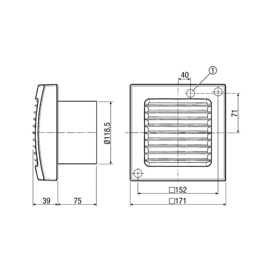Maico Ventilator,Verzög.Schalter 19W,170cbm/h,IP45 ECA 120 VZ