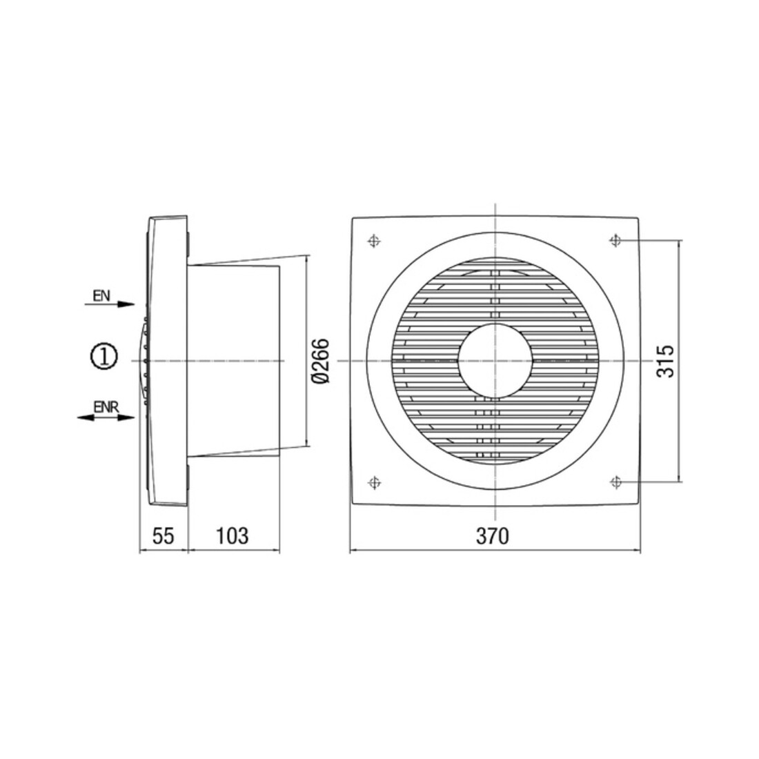 Maico Wandeinbauventilator DN250 ENR 25