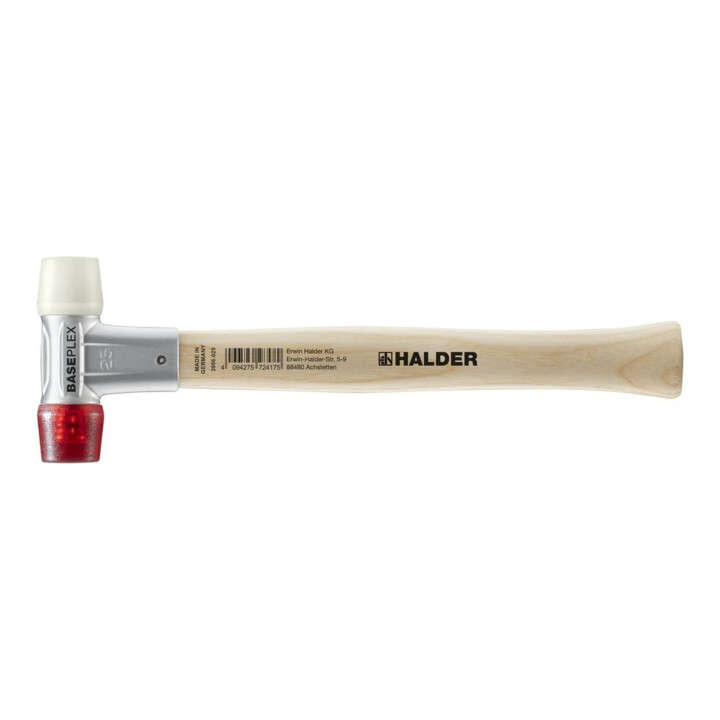 Maillet à frappe amortie BASEPLEX L. 270 mm D. tête 25 mm dur bois nylon blanc/a