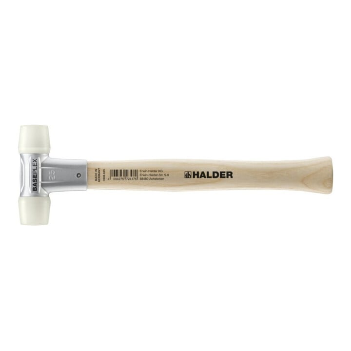Maillet à frappe amortie BASEPLEX L. 270 mm D. tête 25 mm dur bois nylon blanc H