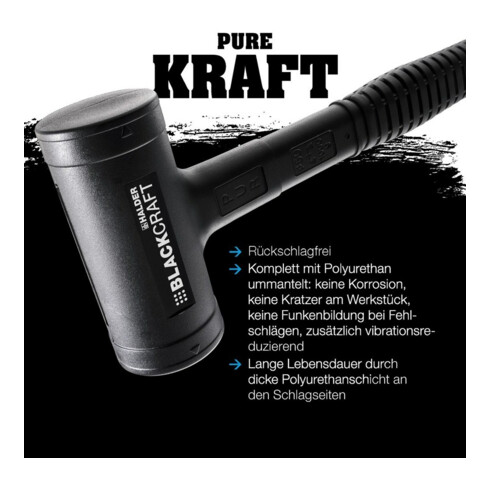 Maillet à frappe amortie BLACKCRAFT L. 310 mm D. tête 50 mm tube en acier antire