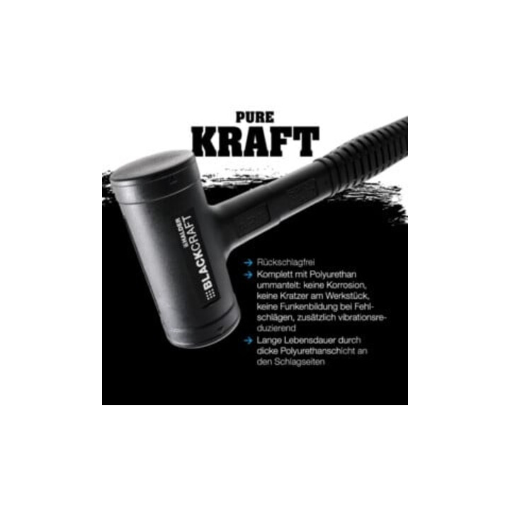 Maillet à frappe amortie BLACKCRAFT L. 315 mm D. tête 60 mm tube en acier antire