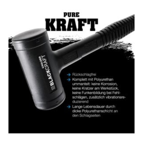Maillet à frappe amortie BLACKCRAFT L. 315 mm D. tête 60 mm tube en acier antire