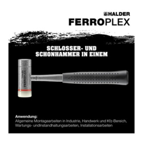 Marteau combiné Halder Ferroplex EH-3677, avec manche en tube d'acier, insert en nylon