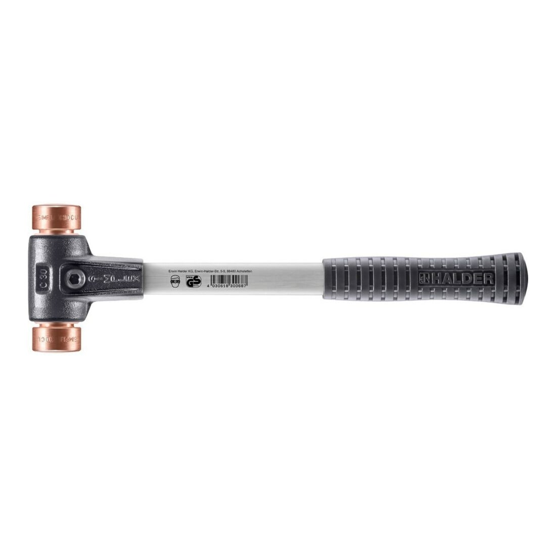Maillet à frappe amortie SIMPLEX L. 300 mm D. tête 30 mm dur fibre de verre cuiv