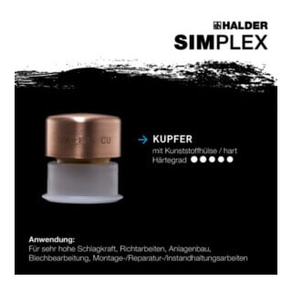 Maillet à frappe amortie SIMPLEX L. 300 mm D. tête 30 mm fibre de verre dur font