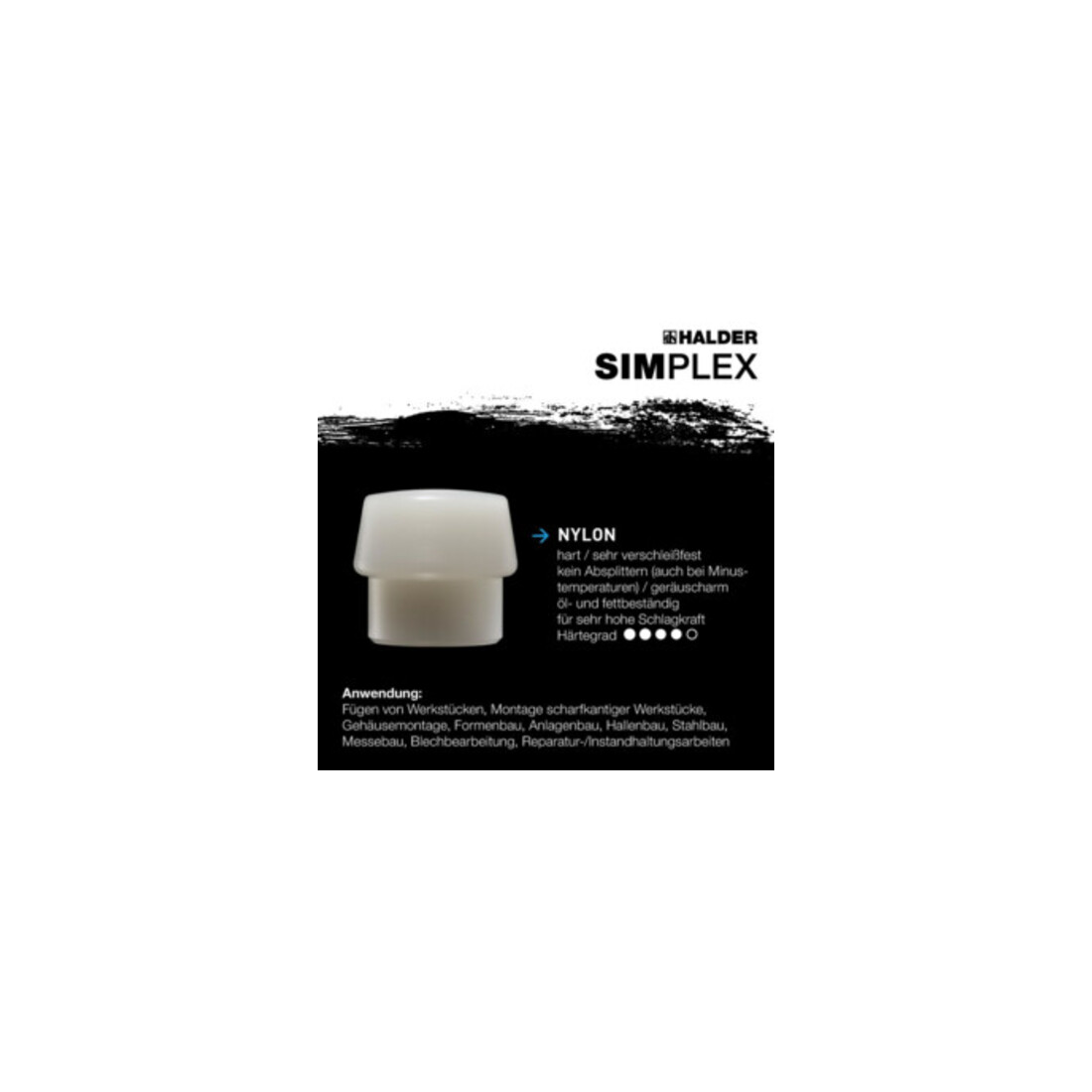 Maillet à frappe amortie Simplex longueur 300 mm diamètre de tête 30 mm mi-dur/dur bois caoutchouc avec insert en nylon