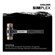 Maillet à frappe amortie SIMPLEX L. 330 mm D. tête 40 mm dur fibre de verre cuiv