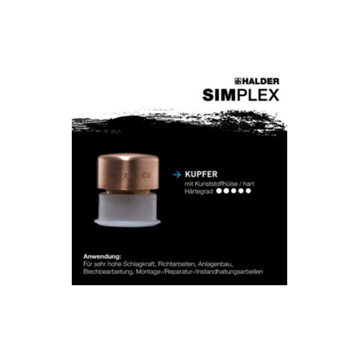 Maillet à frappe amortie SIMPLEX L. 330 mm D. tête 40 mm dur fibre de verre cuiv