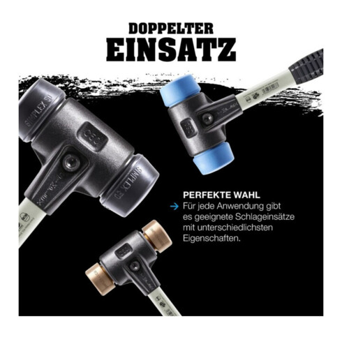 Maillet à frappe amortie SIMPLEX L. 330 mm D. tête 40 mm dur fibre de verre cuiv