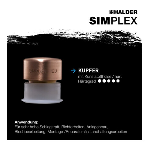 Maillet à frappe amortie SIMPLEX L. 330 mm D. tête 40 mm fibre de verre dur font
