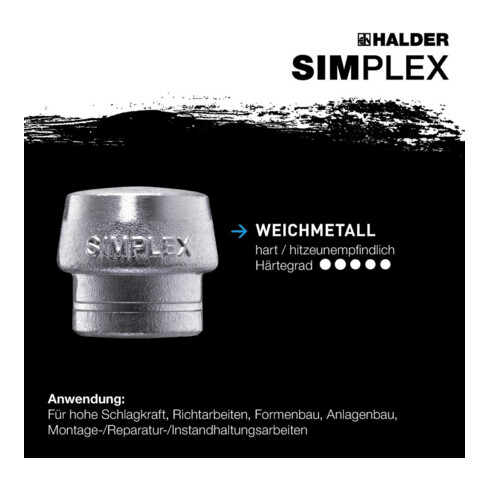 Maillet à frappe amortie SIMPLEX L. 330 mm D. tête 40 mm fibre de verre dur font
