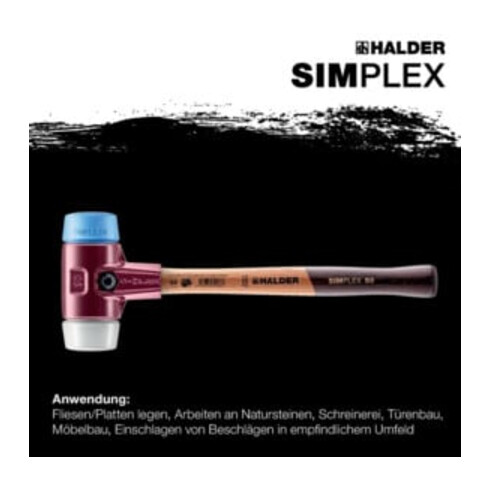 Maillet à frappe amortie SIMPLEX L. 330 mm D. tête 40 mm tendre/mi-dur bois TPE-