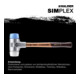 Maillet à frappe amortie SIMPLEX L. 350 mm D. tête 50 mm bois super plastique bl-1