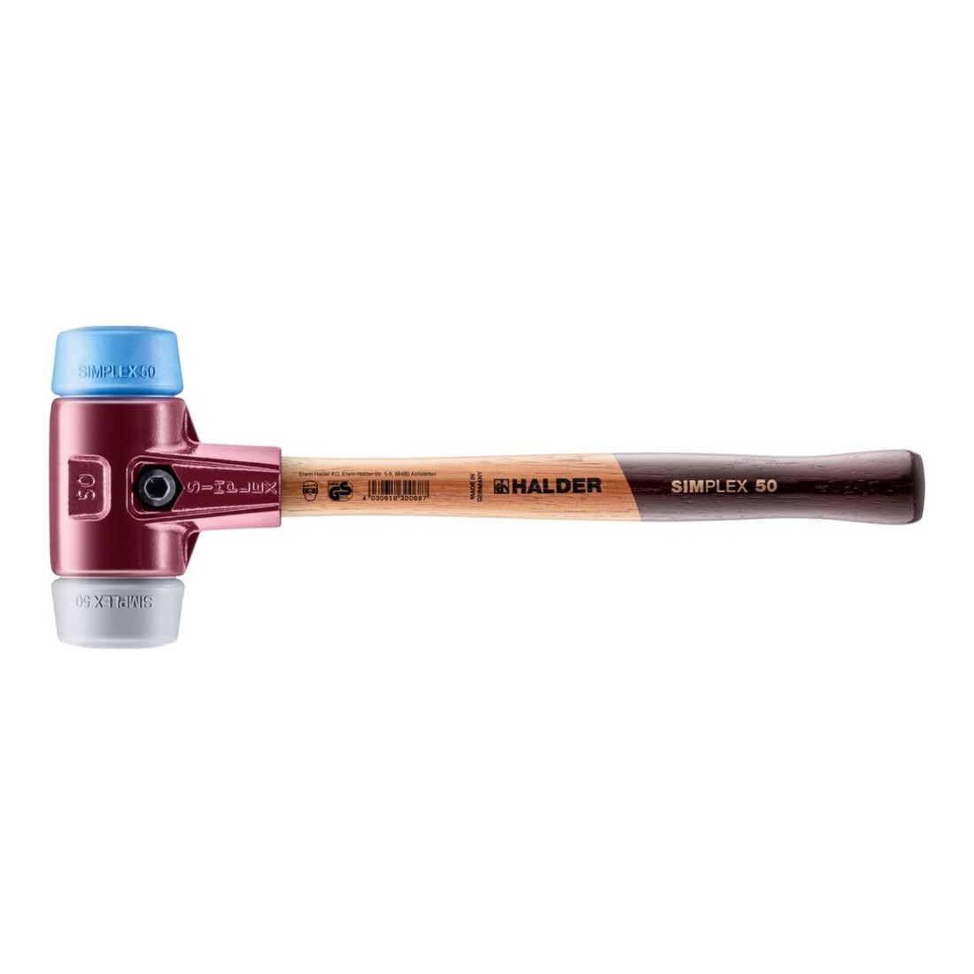 Maillet à frappe amortie SIMPLEX L. 350 mm D. tête 50 mm mi-dur bois TPE-soft, b