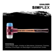 Maillet à frappe amortie SIMPLEX L. 405 mm D. tête 60 mm tendre/mi-dur bois TPE--2