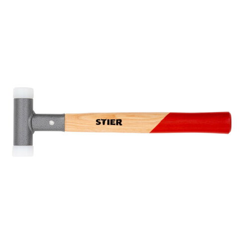 Maillet à frappe amortie STIER avec manche en hickory, UPE/nylon (65D/70D), Ø 30 mm, anti-rebond