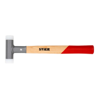 Maillet à frappe amortie STIER avec manche en hickory, UPE/nylon (65D/70D), Ø 30 mm, anti-rebond
