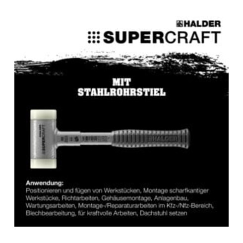 Marteau Halder Supercraft EH-3377 avec manche en tube d'acier, insert en nylon, sans recul