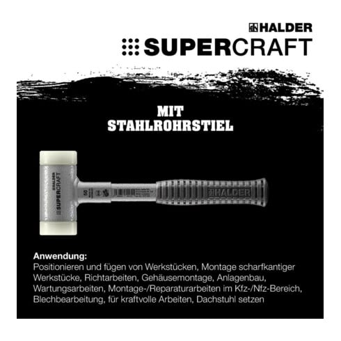 Maillet à frappe amortie SUPERCRAFT L. totale 335 mm D. tête 70 mm tube en acier