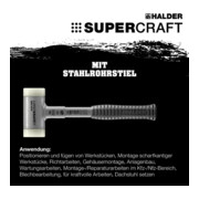 Marteau Halder Supercraft EH-3377 avec manche en tube d'acier, insert en nylon, sans recul