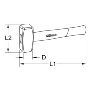 Maillet KS Tools avec manche en cendre, 2000g-4