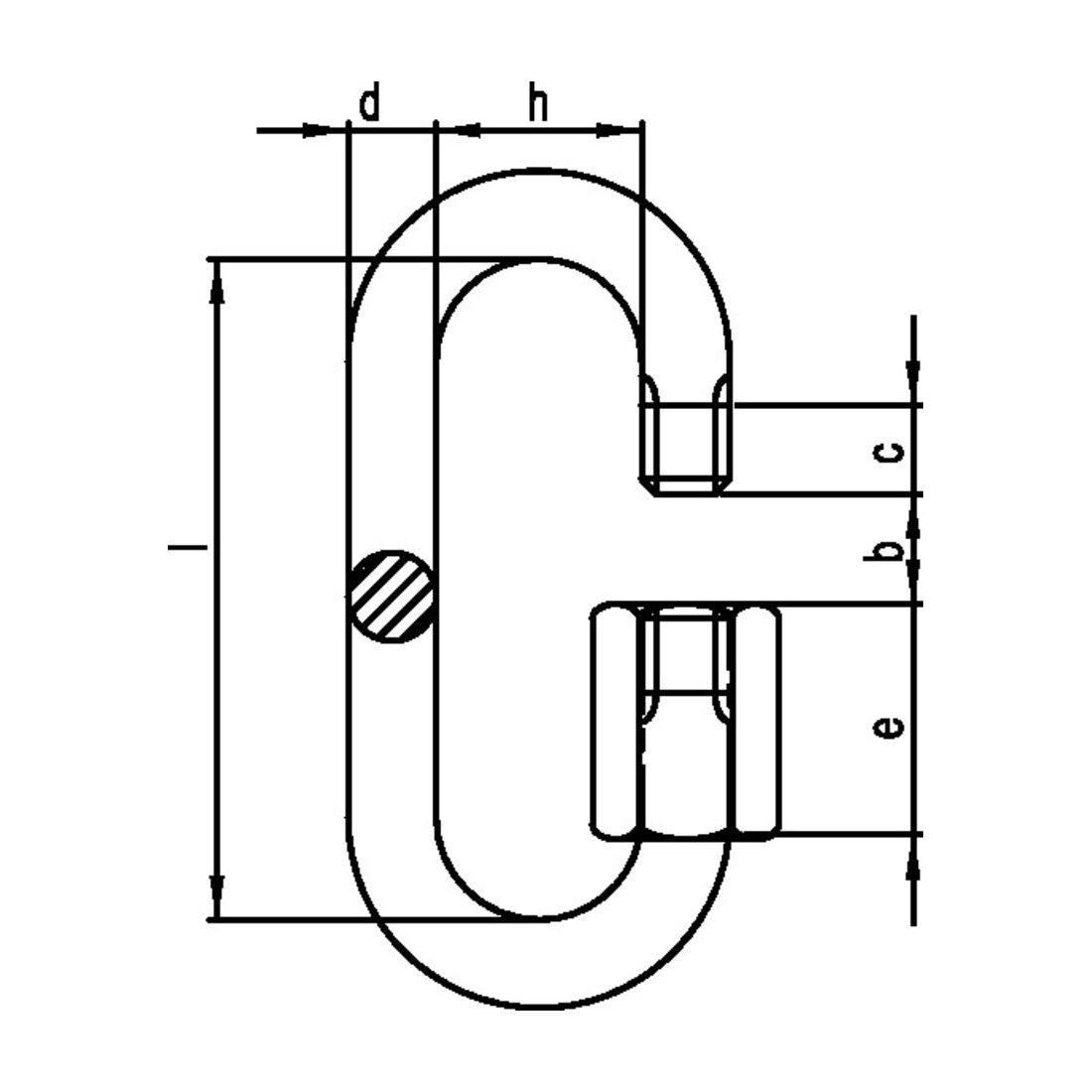 Maillon d'attache rapide taille 4 H. int. 33 mm l. d'ouv. 5,5 mm galvanisé