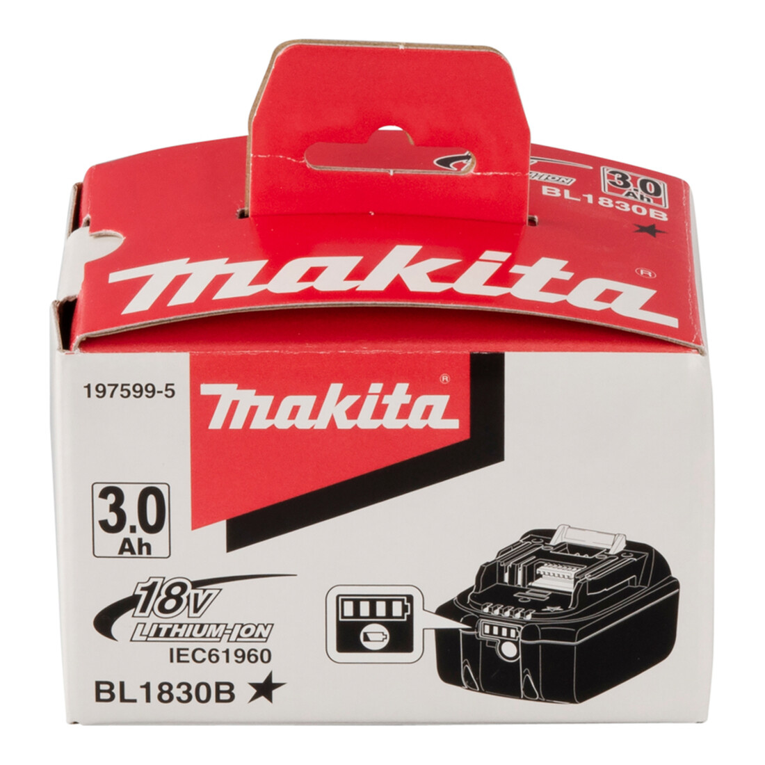 Makita accu BL1830B Li, 18 V / 3 Ah, met acculaadindicator