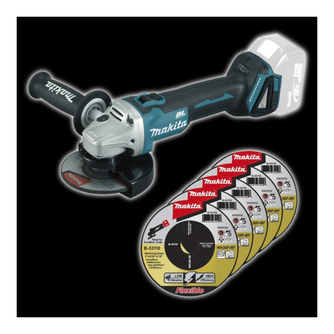 Makita accu haakse slijper DGA506ZX1 18 V