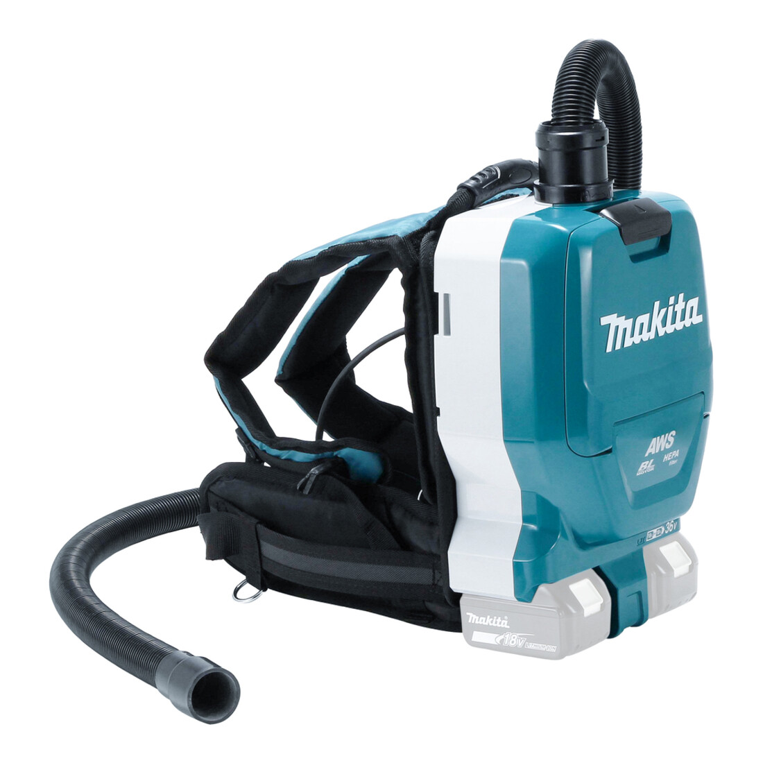 Makita accu rugstofzuiger 2x18V DVC265ZXU