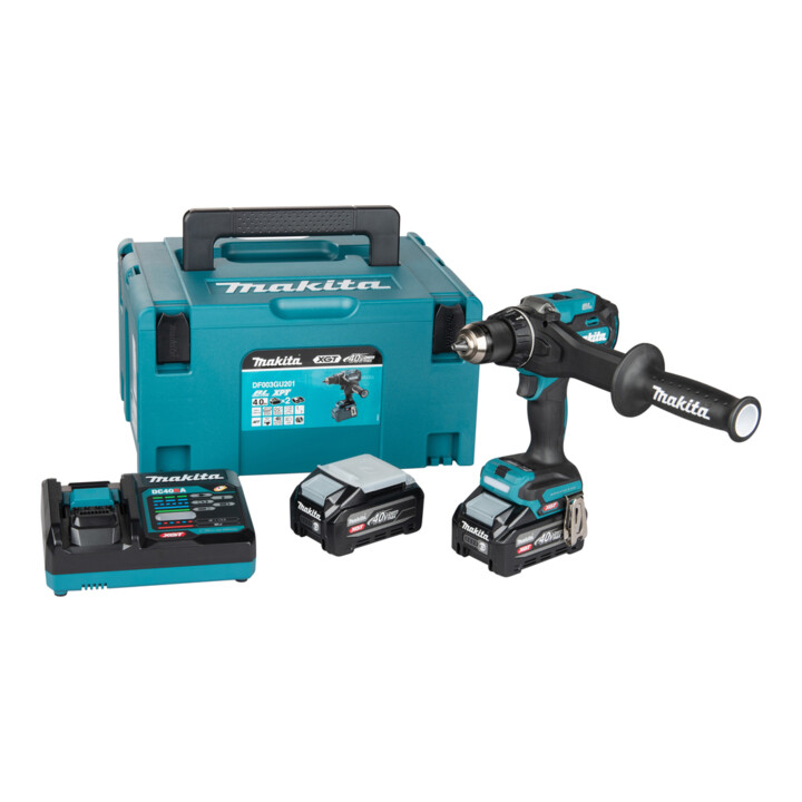 Makita Accuboormachine 40V max. 4,0 Ah 2 accu’s lader MAKPAC