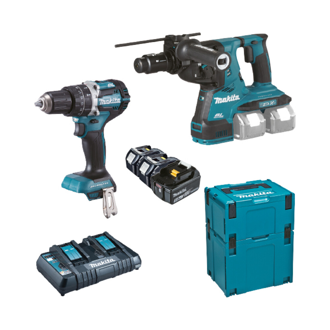 Makita Akku-Bohrerset 18V DLX2280PTJ
