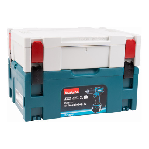 Makita Akku-Bohrschrauber 14,4 V/3,0 Ah DDF446RFJ + STIER Bohrer-Bit-Set im Systainer 62-teilig