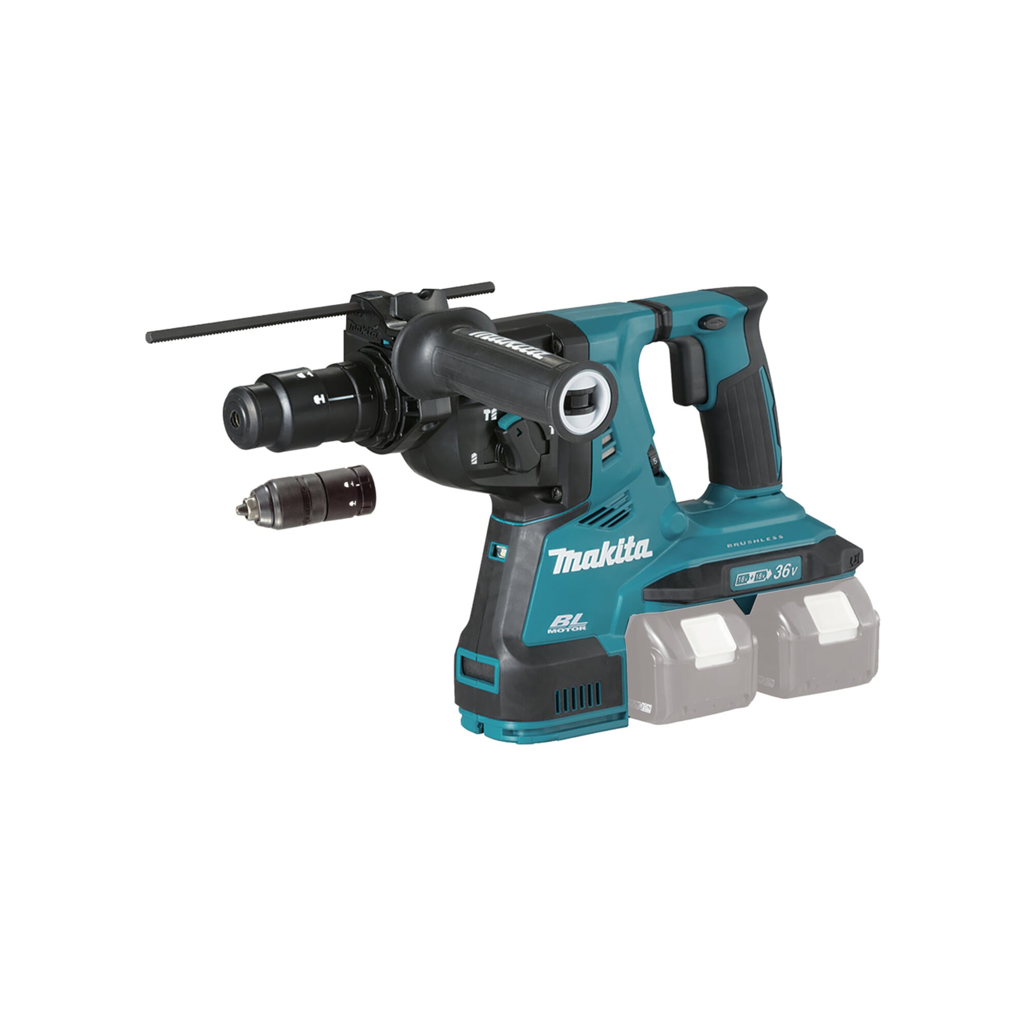 Makita DHR283ZJU Akku-Kombihammer 2x18V | für Beton, Mauerwerk oder Holz| ohne Akku und Ladegerät| mit LED-Licht und Vibrationsdämpfung| mit Koffer