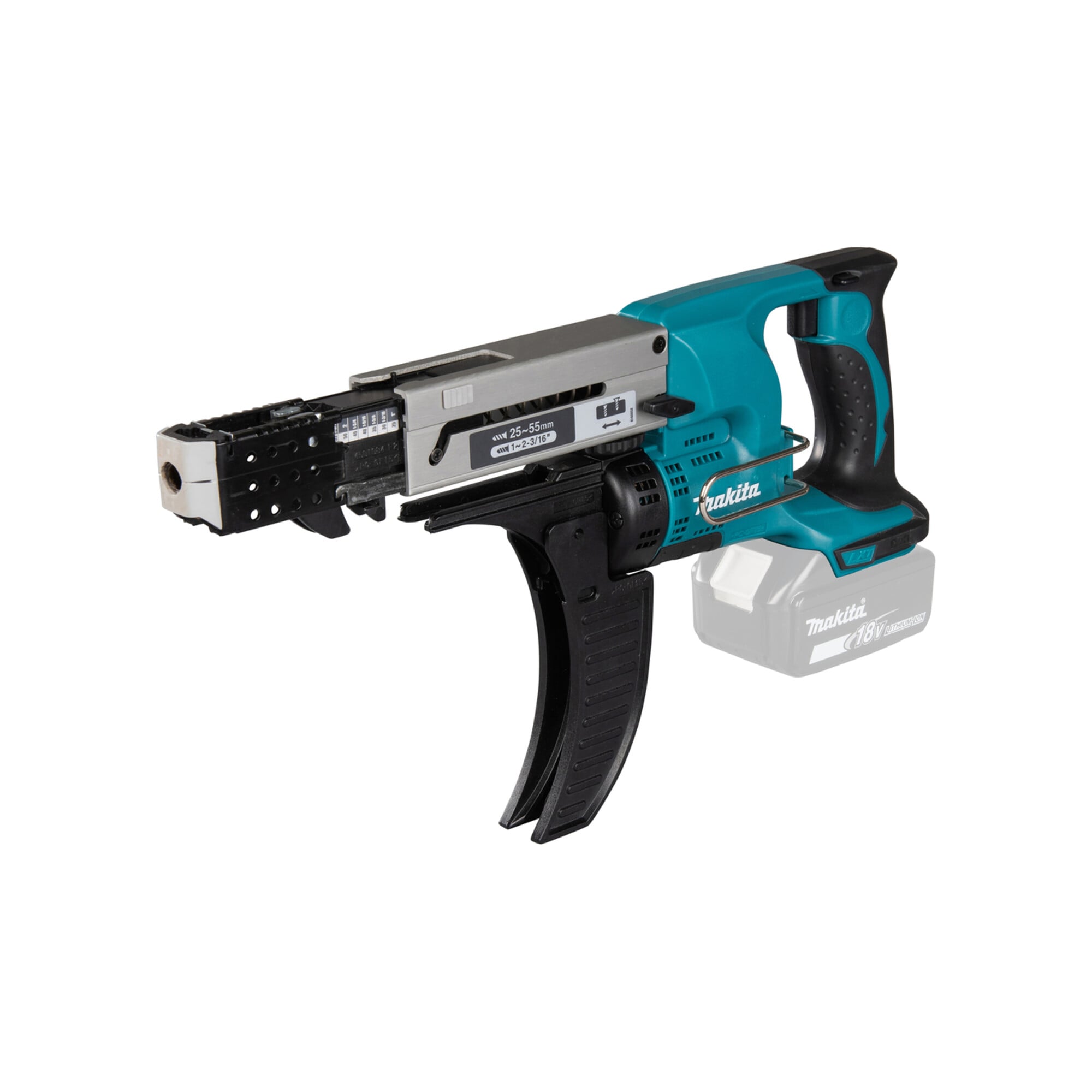Makita DFR550Z Akku-Magazin-Schrauber | 18 V| für Schnellbauschrauben bis zu 55 mm Länge| ohne Akku und Ladegerät| mit LED-Licht und Gürtelclip|