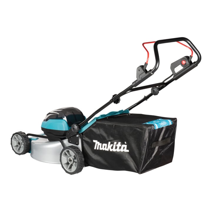 Makita Akku-Rasenmäher 2x18V / 5,0 Ah, 2 Akkus + Doppelladegerät NEUHEIT HERBST 2025