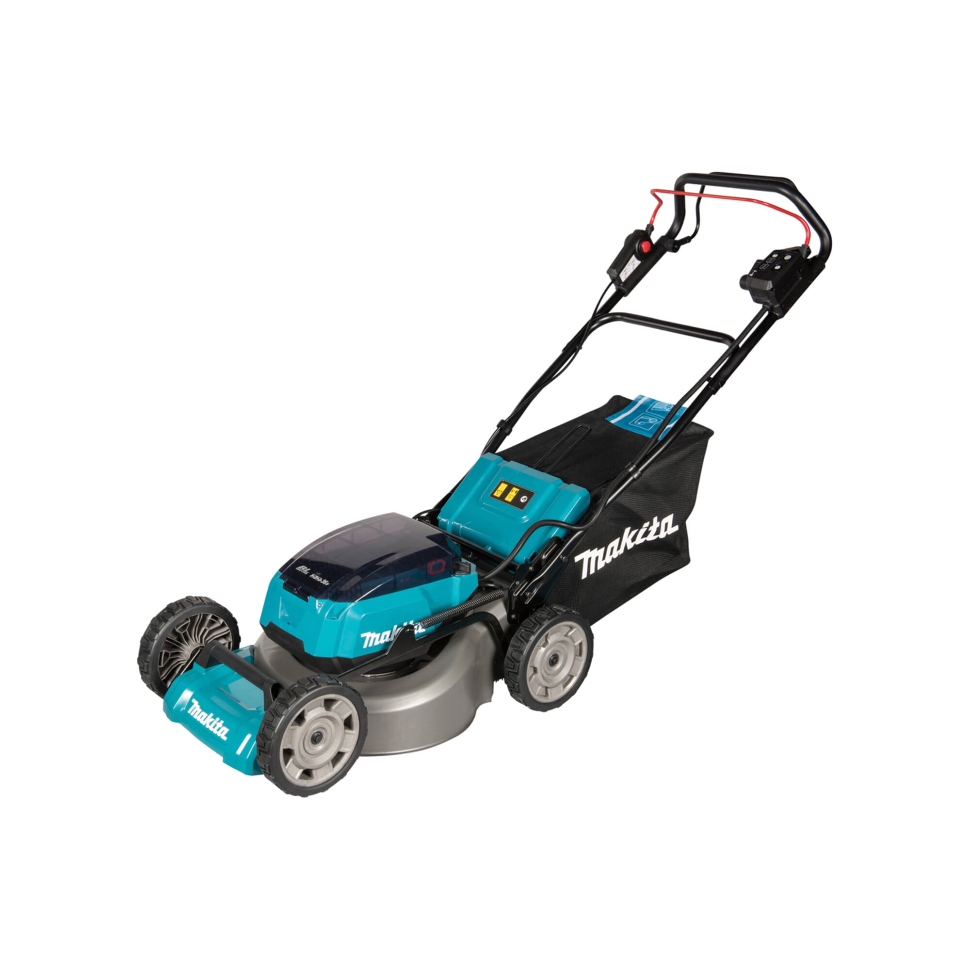 Makita Akku-Rasenmäher 2x18V / 5,0 Ah, 4 Akkus + Ladegerät