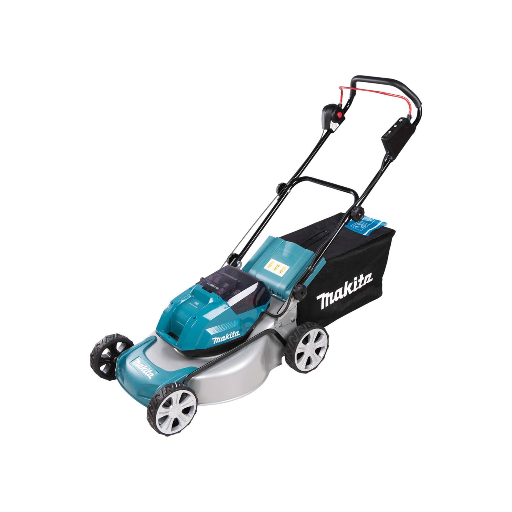 Makita Akku-Rasenmäher 2x18V / 6,0 Ah, 4 Akkus + Ladegerät