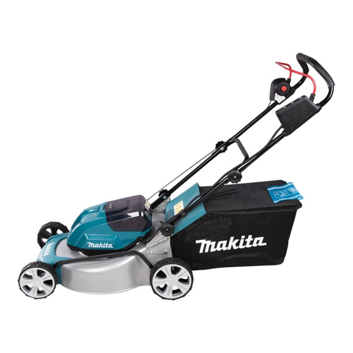 Makita Akku-Rasenmäher 2x18V / 6,0 Ah, 4 Akkus + Ladegerät