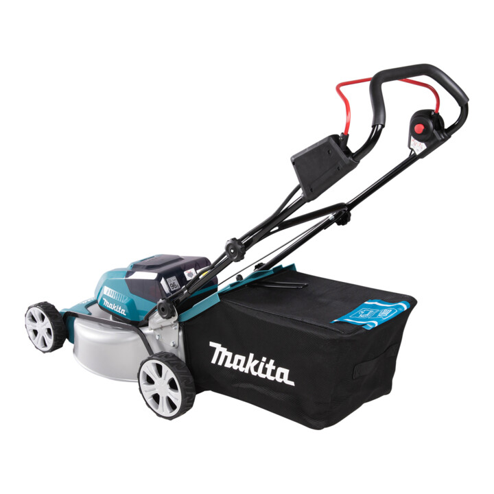 Makita Akku-Rasenmäher 2x18V / 6,0 Ah, 4 Akkus + Ladegerät