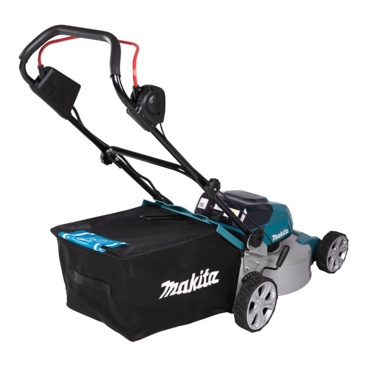 Makita Akku-Rasenmäher 2x18V / 6,0 Ah, 4 Akkus + Ladegerät