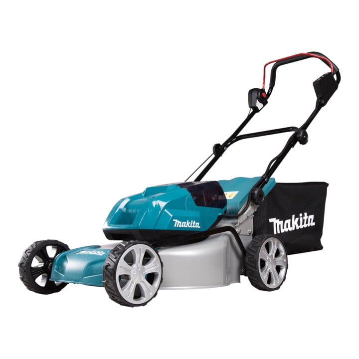 Makita Akku-Rasenmäher 2x18V / 6,0 Ah, 4 Akkus + Ladegerät