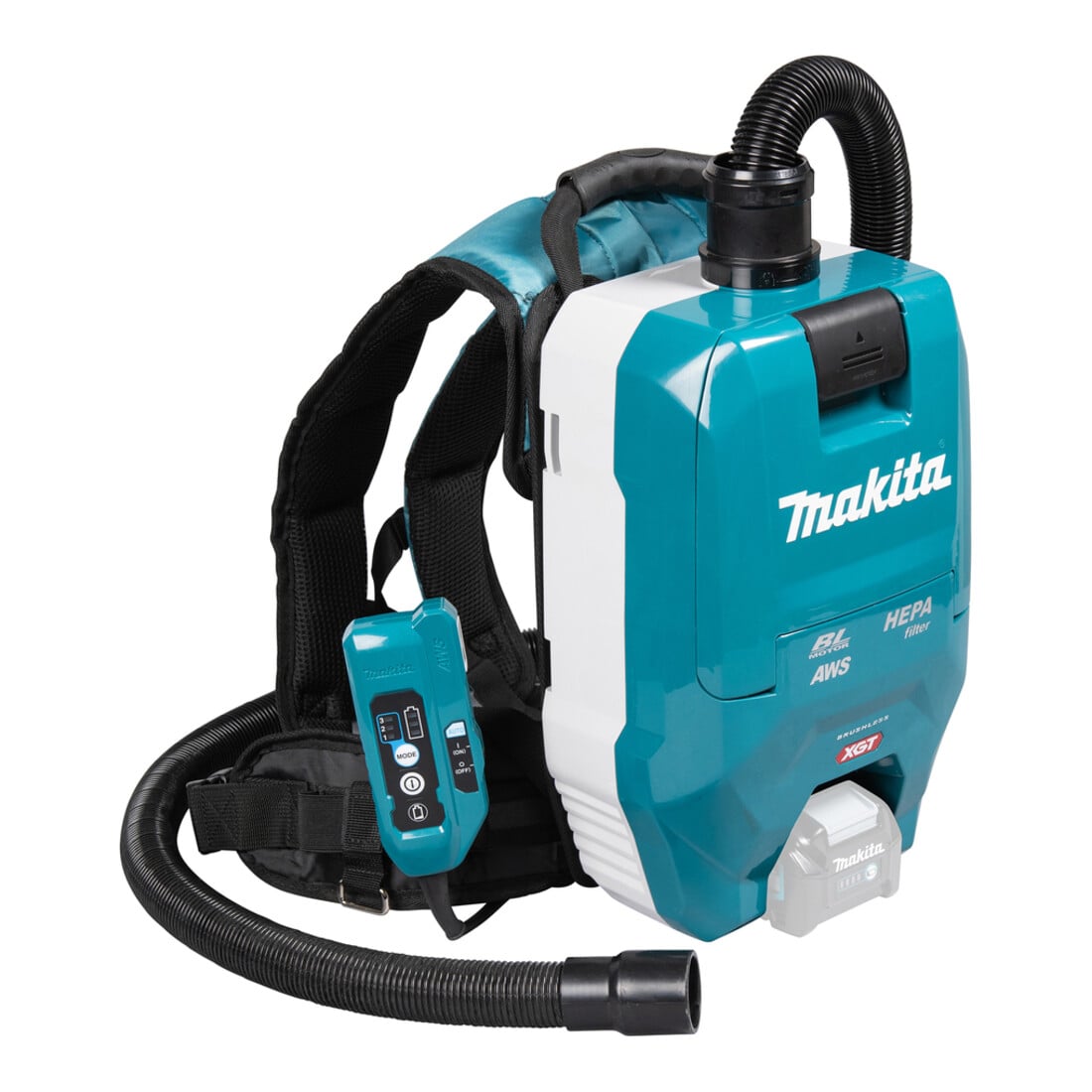 Makita Akku-Rucksackstaubsauger 40V max. mit AWS (ohne Akku, ohne Ladegerät)