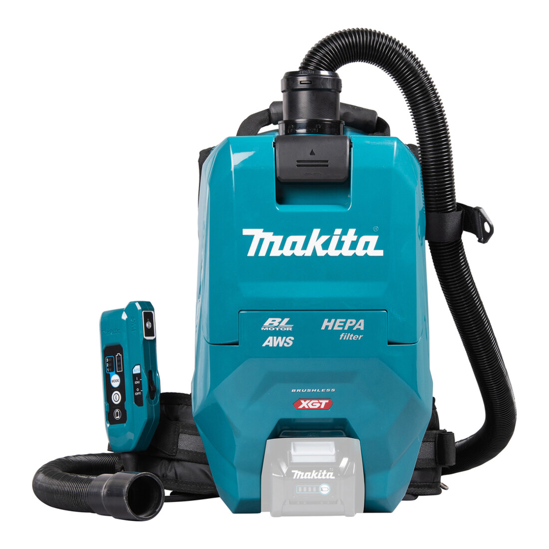 Makita Akku-Rucksackstaubsauger 40V max. mit AWS (ohne Akku, ohne Ladegerät)