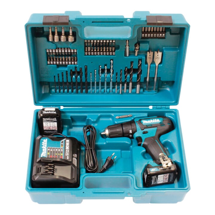 Makita Akku-Schlagbohrschrauber 12 V max. / 2,0 Ah, 2 Akkus + Ladegerät in Transportkoffer HP333DSAX1