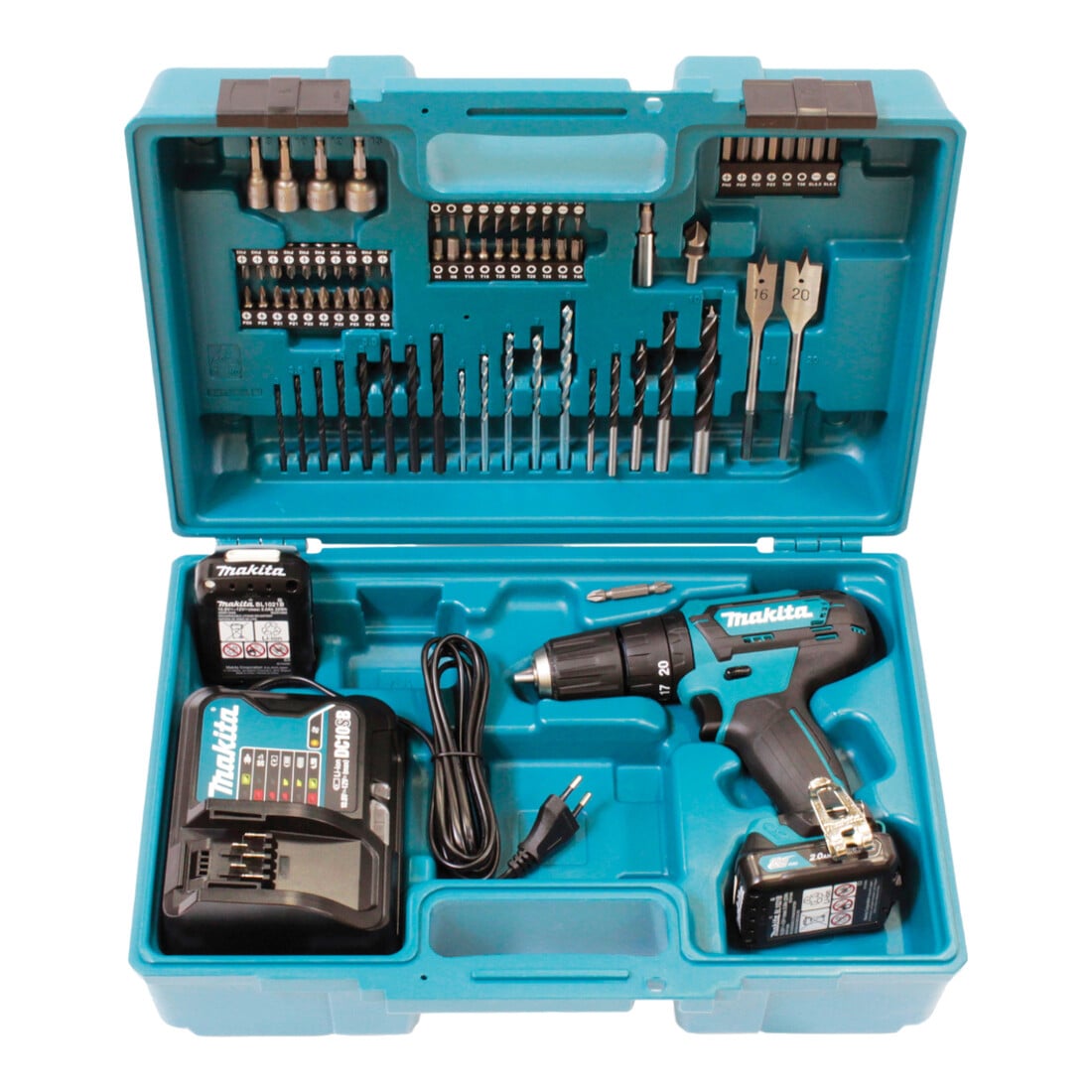 Makita Akku-Schlagbohrschrauber 12 V max. / 2,0 Ah, 2 Akkus + Ladegerät in Transportkoffer HP333DSAX1
