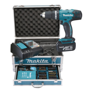 Makita Akku-Schlagbohrschrauber 18 V 3,0 Ah im Alukoffer inkl. 96-tlg. Zubehörset DHP453RFX2